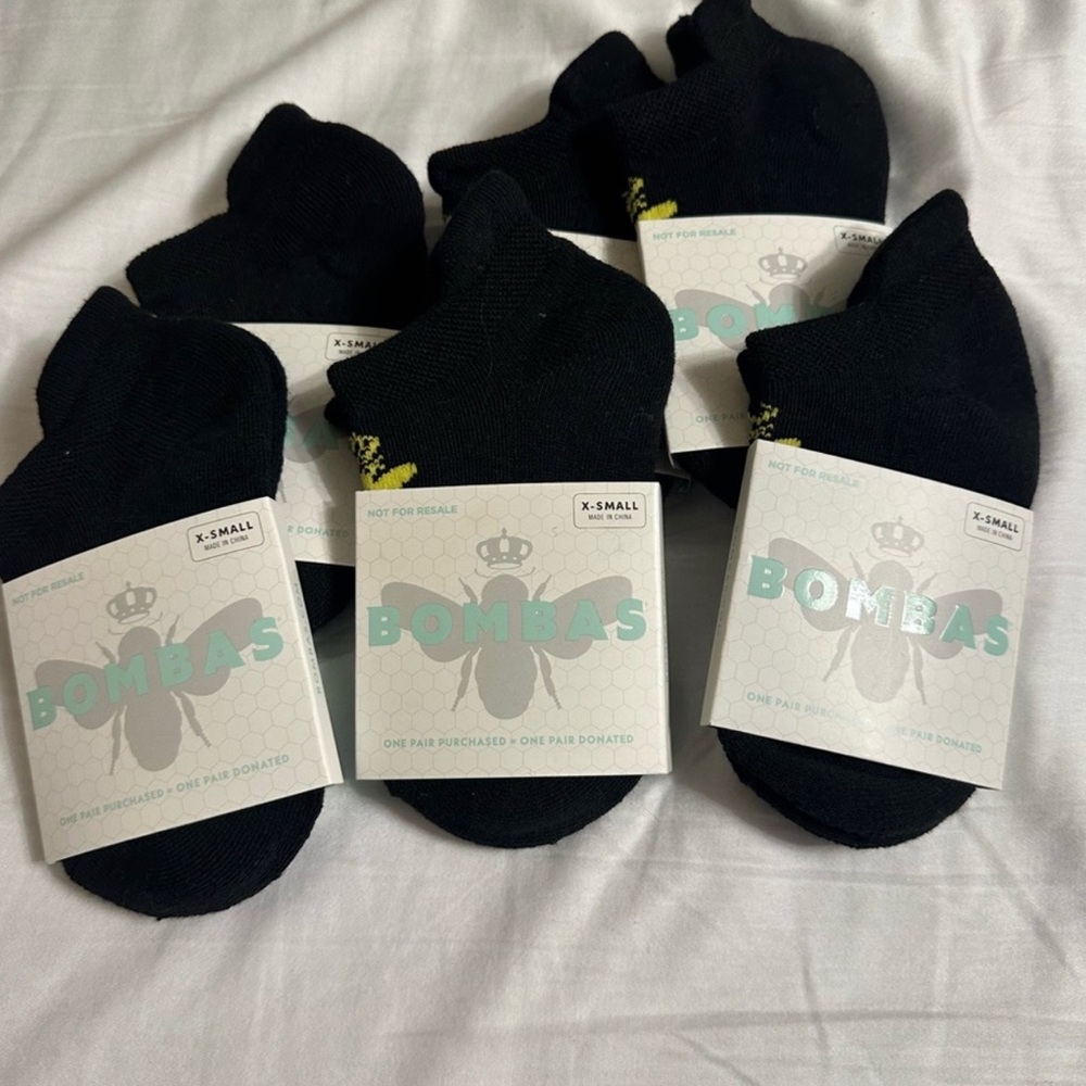 💕💕Bombas Black Ankle Socks LOT OF FIVE PAIRS, Women’s XS (New)💕💕